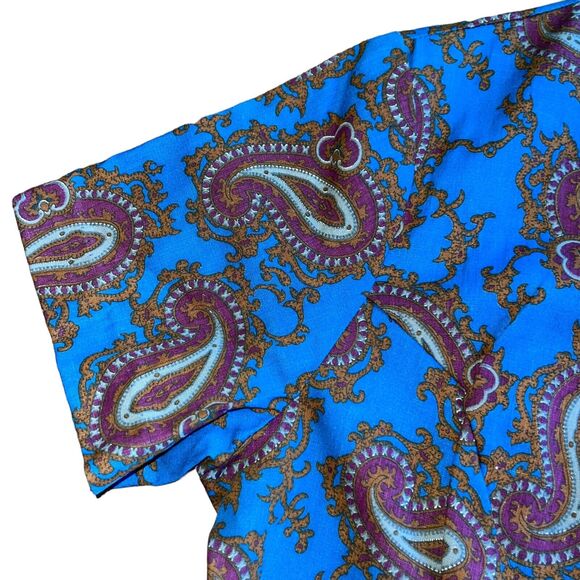 Vintage Dress Pleated Paisley VTG Shaker Square by Bill Sims Retro - Picture 7 of 11